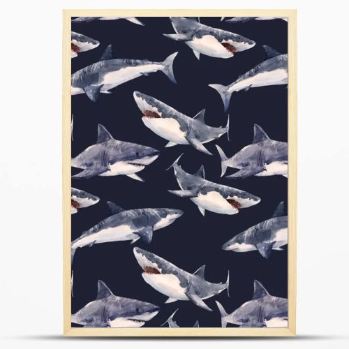 Watercolor shark pattern