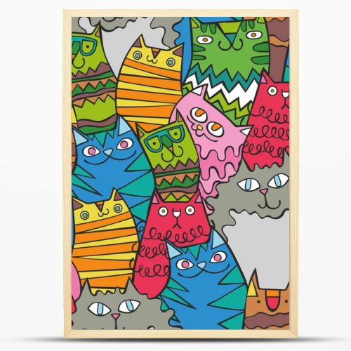 Cats. Cartoon animals. Seamless vector pattern (background).