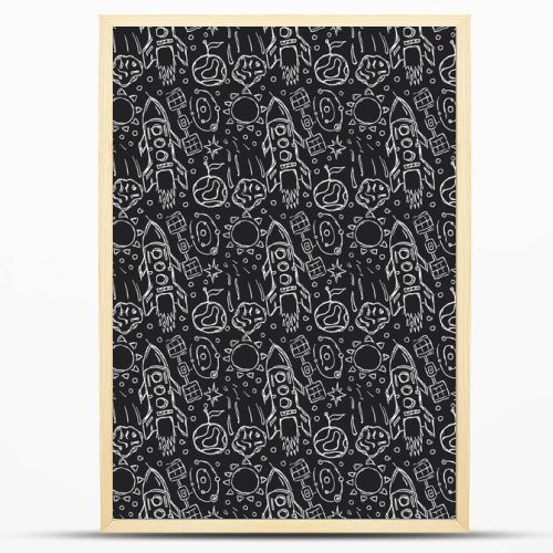 Seamless space pattern. Cosmos background. Doodle space illustration
