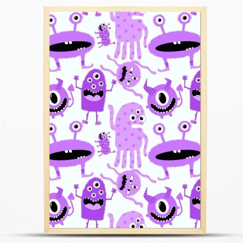 Cartoon doodle monsters seamless aliens and animals pattern for wrapping paper and fabrics and kids clothes print and linens and packaging. High quality illustration