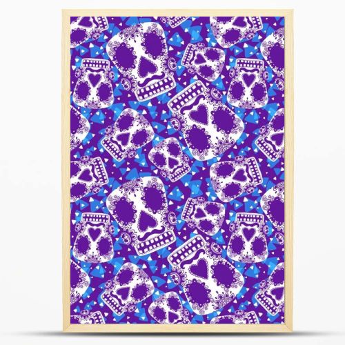 Halloween monsters seamless sculls with flower pattern for wrapping paper and fabrics and linens and fashion textiles. High quality illustration