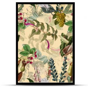 Seamless floral background scarf art abstract design textile. seamless beautiful artistic bright tropical pattern with exotic forest. Colorful Fabric Flower pattern. Beautiful vintage Floral