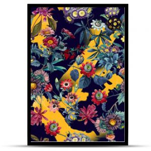 Flowers pattern.Silk scarf design, fashion textile. Background for the design and decoration of textiles. art abstract design, Seamless flower pattern