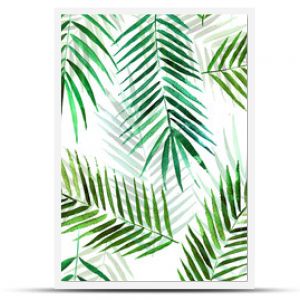 watercolor sketch palm tree branch on a white background