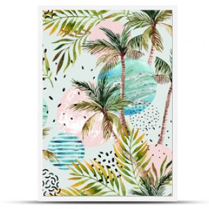 Abstract summer tropical palm tree background.