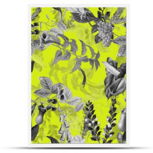 Seamless floral background scarf art abstract design textile. seamless beautiful artistic bright tropical pattern with exotic forest. Colorful Fabric Flower pattern. Beautiful vintage Floral