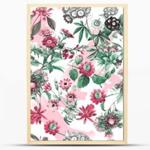 Flowers pattern.Silk scarf design, fashion textile. Background for the design and decoration of textiles. art abstract design, Seamless flower pattern