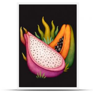 Owoce egzotyczne Owoce tropikalne Smoczy owoc i papaja