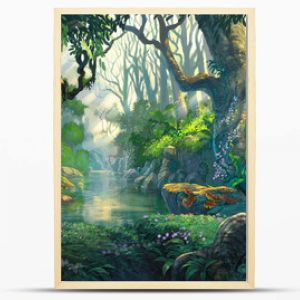 malarstwo ilustracyjne tła lasu fantasy