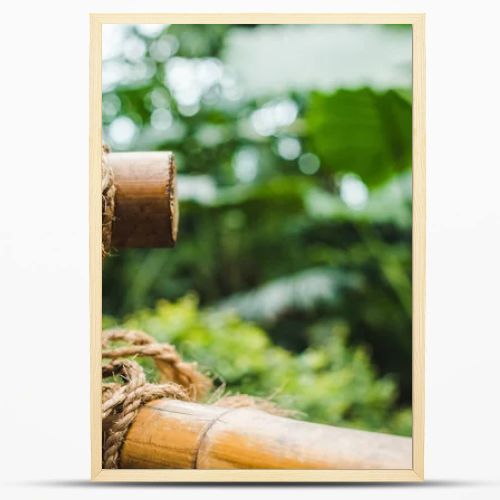 close-up shot of bamboo fence in tropical park