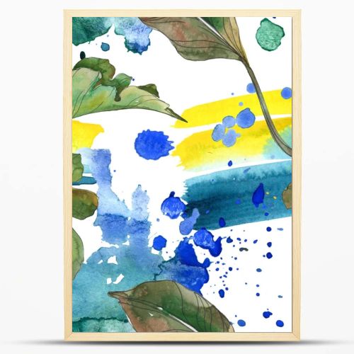 Exotic tropical hawaiian summer. Palm beach tree leaves. Watercolor illustration set. Watercolour drawing fashion aquarelle isolated. Seamless background pattern. Fabric wallpaper print texture.