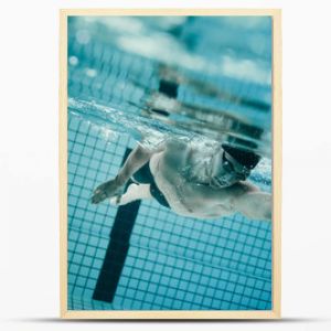 Professional male swimmer inside swimming pool