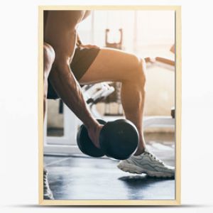 strong athlete man person exercising in the sport gym, workout exercise training in fitness for body strong and fit, bodybuilding and healthy lifestyle people