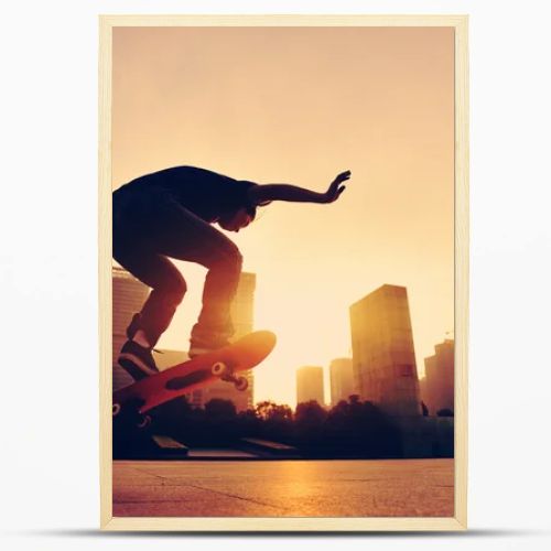 Skateboarder  at sunrise city