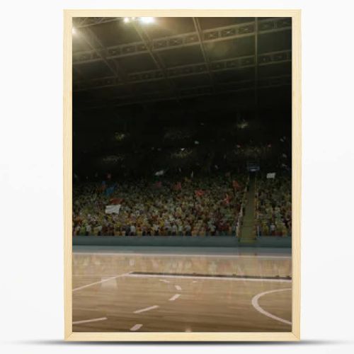 Professional basketball arena. Tribunes with sport fans. 3D illustration