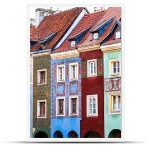 Old colorful architecture in Poznan, Poland on a old market square. Beautiful ancient buildings with different colors