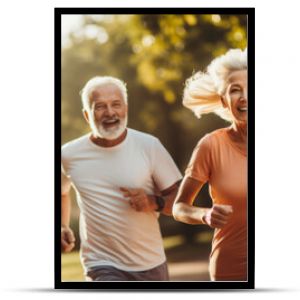 Osoby starsze biegające z przyjaciółmi, starszymi osobami uprawiającymi sport