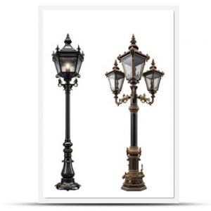 Set of antique night street lights.