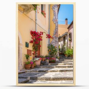 Scenic view in Forza d'Agrò, picturesque town in the Province of Messina, Sicily, southern Italy.