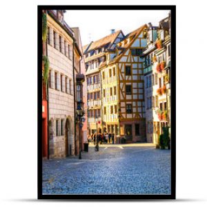 Travel in Germany - charming traditional streets of old town in Nuremberg(Nurnberg)