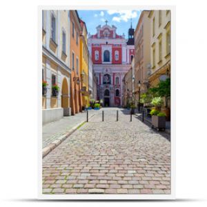 Poznan. Narrow old street with famous medieval houses.