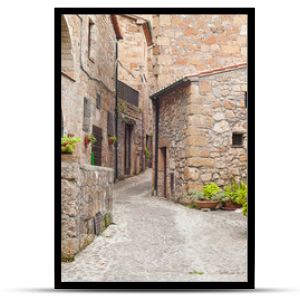 Old streets in the town of Sorano, Italy