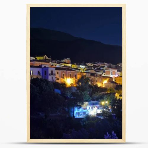 Panoramic view of San Nicola Arcella, an old town in the mountains of the Calabria region, Italy.