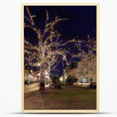 Christmas background with glowing trees