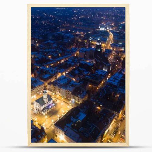 Aerial drone view on Gliwice old town and main square