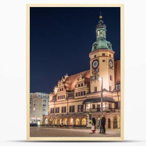 Old Town Hall Leipzig with Marktplatz at night