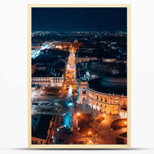 Night view of the opera house in Odessa