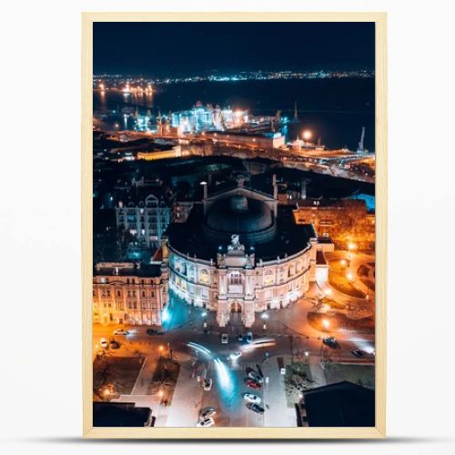 Night view of the opera house in Odessa