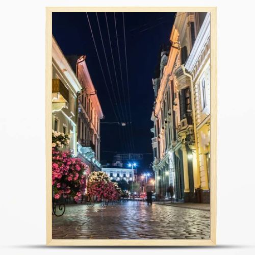 Night walking street in Chernivtsi