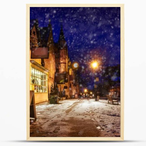 Broadway, Gloucestershire high street snowy scene