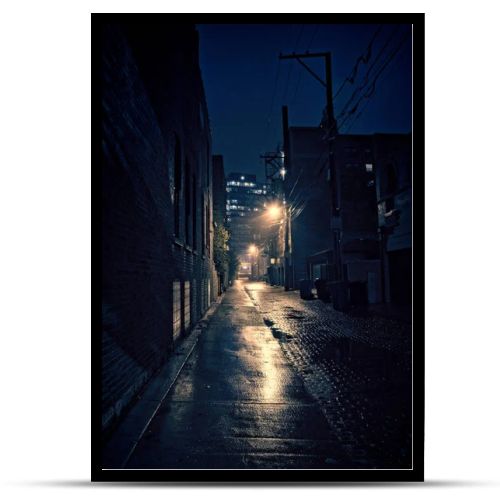 Dark Urban Alley at Night