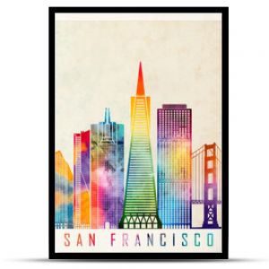 Akwarela plakat z zabytkami San Francisco