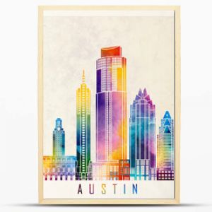 Austin landmarks watercolor poster