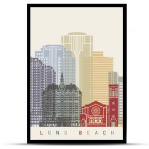 Plakat z panoramą długiej plaży