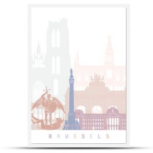 Plakat z panoramą Brukseli Pastelowy