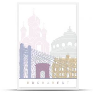 Plakat z panoramą Bukaresztu Pastelowy