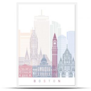 Plakat z panoramą Bostonu, pastelowy