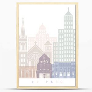Plakat z panoramą El Paso w pastelowym kolorze
