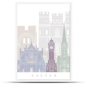 Plakat z panoramą Exeter w pastelowym kolorze