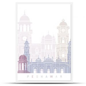 Pastelowy plakat z panoramą Peszawaru