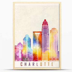 Charlotte landmarks watercolor poster