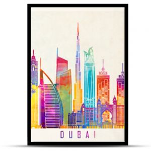 Akwarela plakat zabytków Dubaju