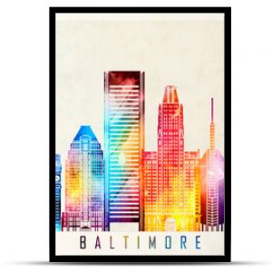 Baltimore landmarks watercolor poster