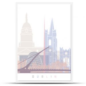 Pastelowy plakat plakatowy Dublin Skyline