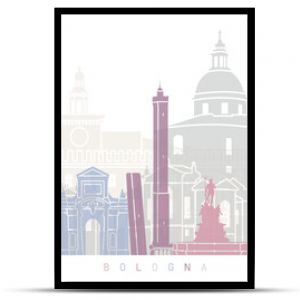Pastelowy plakat z panoramą Bolonii
