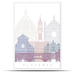 Plakat z panoramą Florencji w pastelowych kolorach